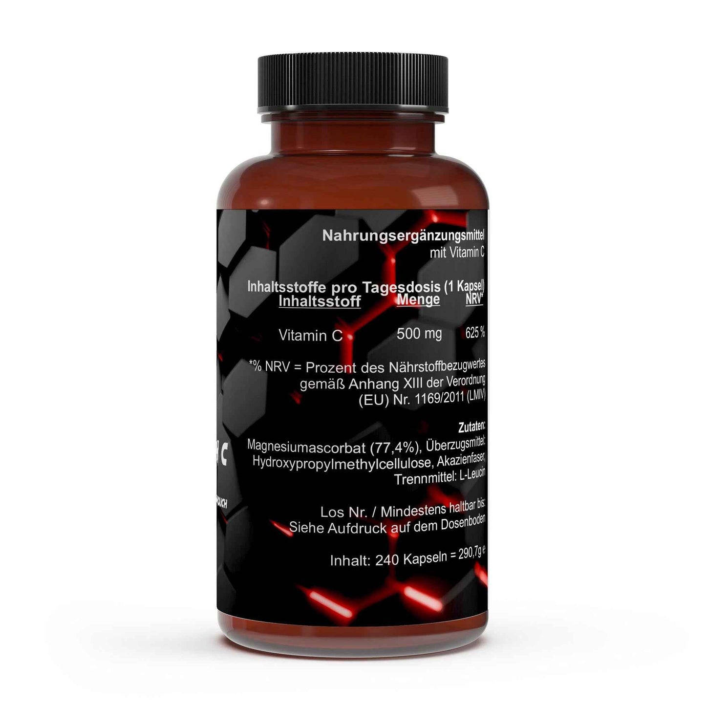 Gepuffertes Vitamin C 500mg + Magnesium - 240 Kapseln