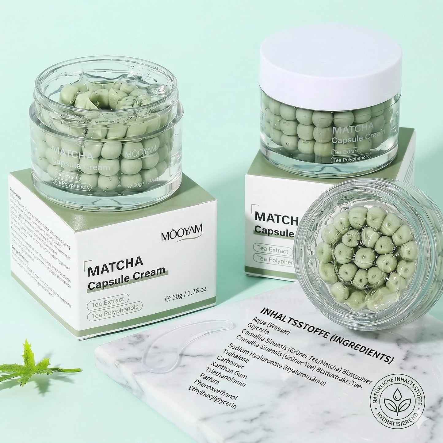 Matcha Capsule Cream Gesichtscreme mit Grüntee-Extrakt, 50g | Tee-Polyphenole, Feuchtigkeitsspendend & Beruhigend, Anti-Oxidant, Gegen fahle Haut, Tages- & Nachtpflege