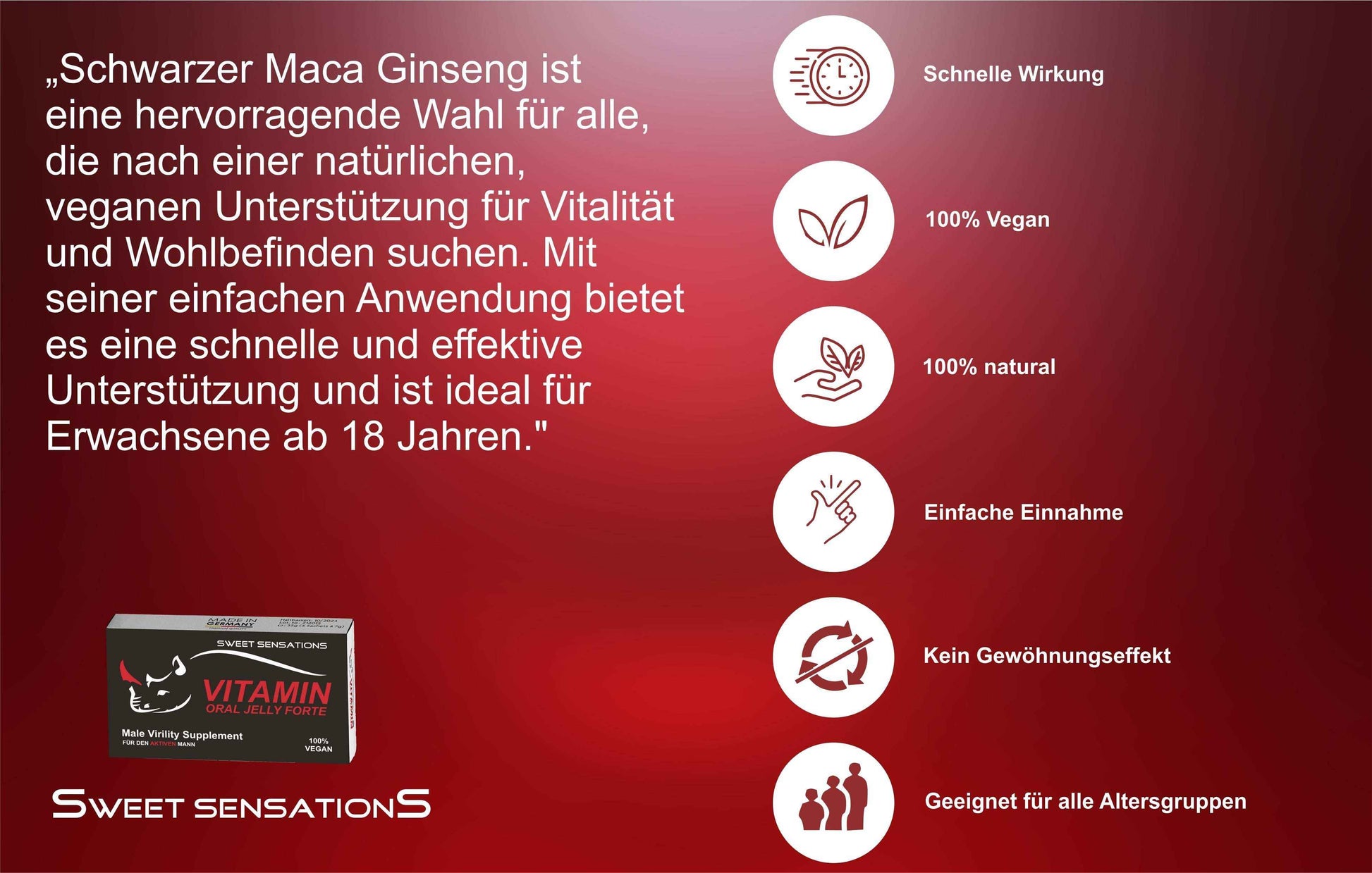 VITAMIN Oral Jelly - hochdosiert für den Mann mit Sofortwirkung – Premium Qualität - 5er Pack