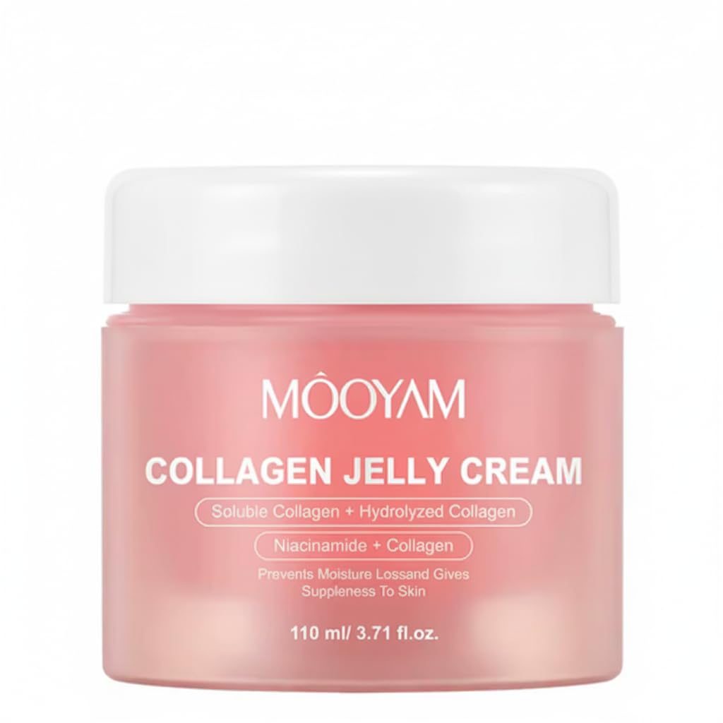 MÔOYAM Collagen Jelly Cream – 110ml Gesichtscreme (doppelte Menge) – Hydrolysiertem Kollagen – Anti-Aging Feuchtigkeitspflege für Elastizität & Geschmeidigkeit – Gegen Falten & Unebenen Hautton