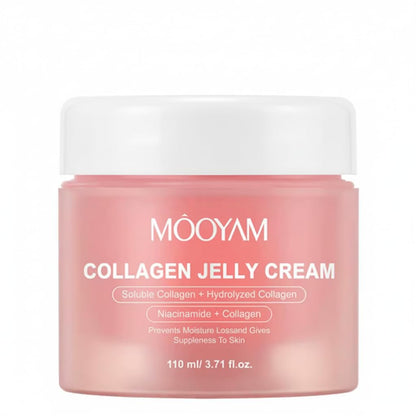 MÔOYAM Collagen Jelly Cream – 110ml Gesichtscreme (doppelte Menge) – Hydrolysiertem Kollagen – Anti-Aging Feuchtigkeitspflege für Elastizität & Geschmeidigkeit – Gegen Falten & Unebenen Hautton