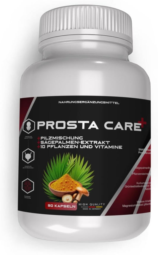 PROSTA CARE PLUS - Kapseln für die Prostata – hohe Dosierung – vollständiger Extrakt aus Sägepalme, Brennessel, Pilzmischung, Pflanzen und Vitaminen, vegan.