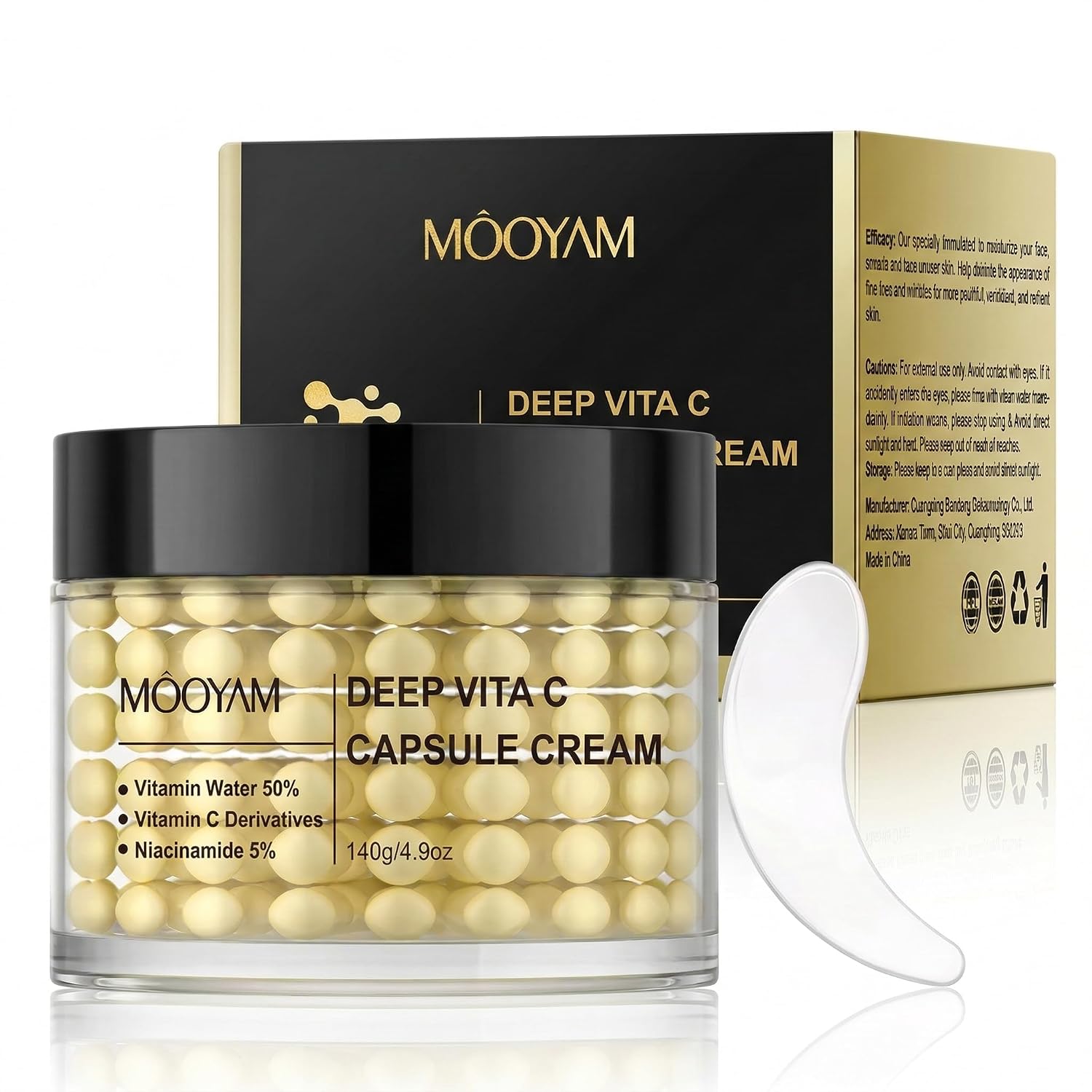 Môoyam Deep Vita C Capsule Cream Gesichtscreme, 140g | Vitamin C, 5% Niacinamid, Feuchtigkeitsspendend, Anti-Aging, Faltenreduzierung