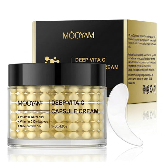 Môoyam Deep Vita C Capsule Cream Gesichtscreme, 140g | Vitamin C, 5% Niacinamid, Feuchtigkeitsspendend, Anti-Aging, Faltenreduzierung