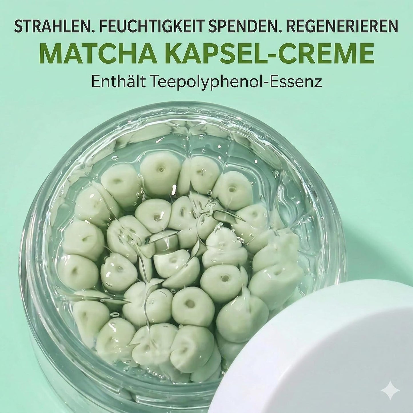 Matcha Capsule Cream Gesichtscreme mit Grüntee-Extrakt, 50g | Tee-Polyphenole, Feuchtigkeitsspendend & Beruhigend, Anti-Oxidant, Gegen fahle Haut, Tages- & Nachtpflege