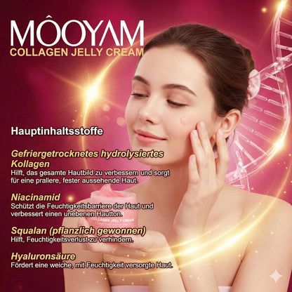 MÔOYAM Collagen Jelly Cream – 110ml Gesichtscreme (doppelte Menge) – Hydrolysiertem Kollagen – Anti-Aging Feuchtigkeitspflege für Elastizität & Geschmeidigkeit – Gegen Falten & Unebenen Hautton