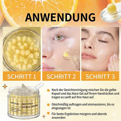 Môoyam Deep Vita C Capsule Cream Gesichtscreme, 140g | Vitamin C, 5% Niacinamid, Feuchtigkeitsspendend, Anti-Aging, Faltenreduzierung