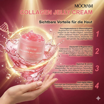MÔOYAM Collagen Jelly Cream – 110ml Gesichtscreme (doppelte Menge) – Hydrolysiertem Kollagen – Anti-Aging Feuchtigkeitspflege für Elastizität & Geschmeidigkeit – Gegen Falten & Unebenen Hautton