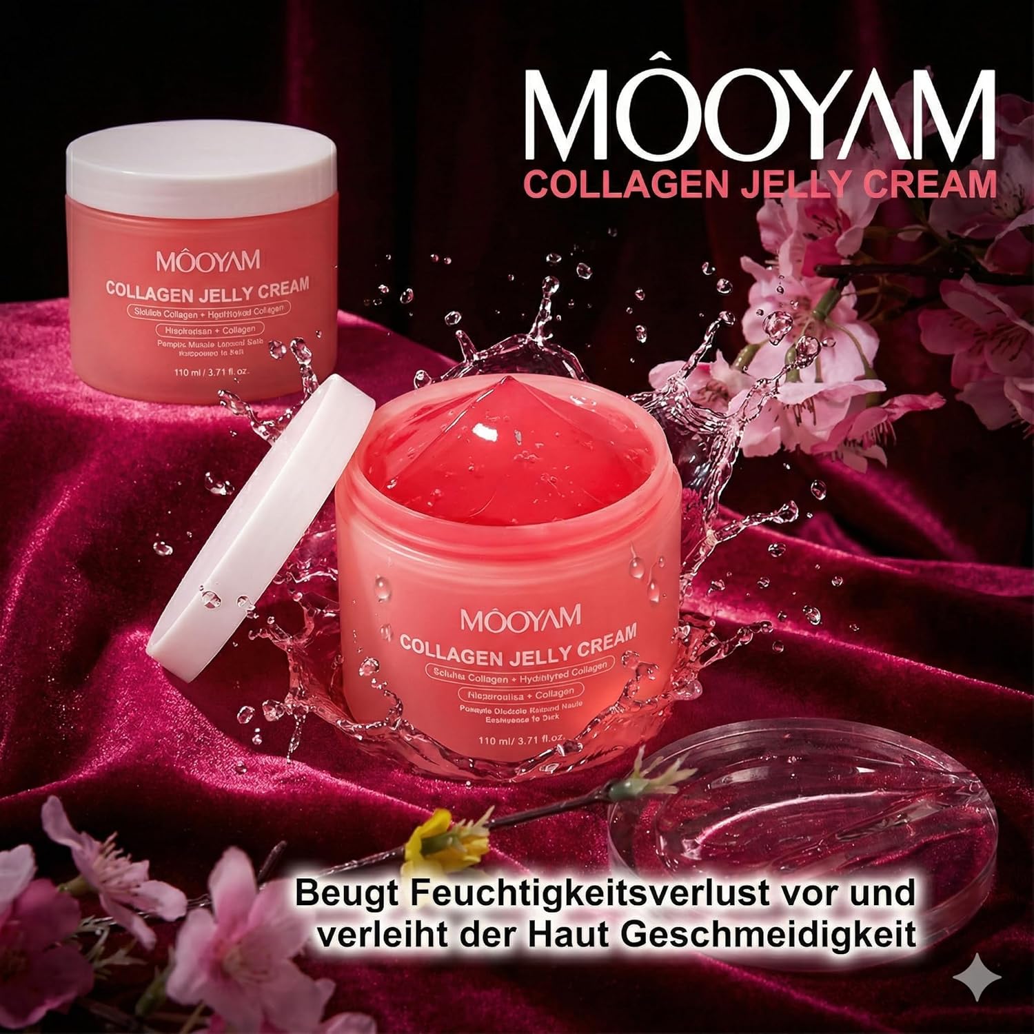 MÔOYAM Collagen Jelly Cream – 110ml Gesichtscreme (doppelte Menge) – Hydrolysiertem Kollagen – Anti-Aging Feuchtigkeitspflege für Elastizität & Geschmeidigkeit – Gegen Falten & Unebenen Hautton